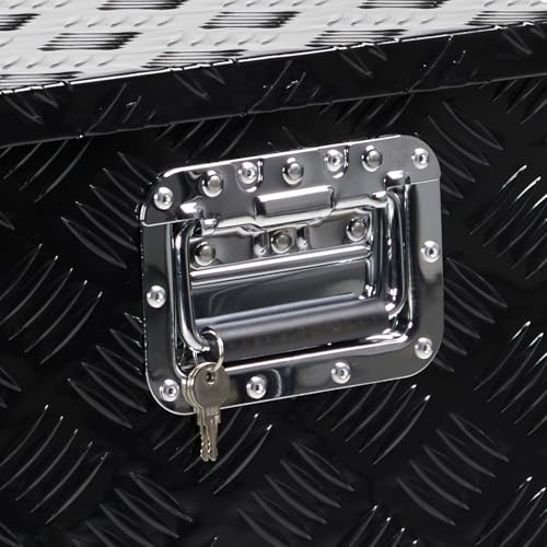 49 Inch Aluminum Truck Bed Tool Box with Side Handles, Lock - color: Black, size: 49"
