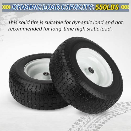 GICOOL 16x6.50-8 Flat Free Tire and Wheel Assembly for Riding Lawn Mower - color: Turf-Pattern Tread, size: 16x6.50-8 Flat-Free Tire