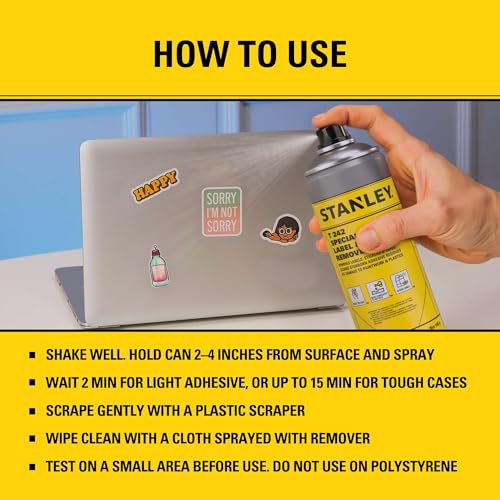 STANLEY T242 Label & Sticker Remover - Automotive-Grade Adhesive Cleaner - Safely Removes Adhesive Residue on Auto Surfaces - 5 oz - 12 Pack