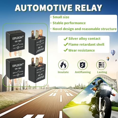 4 Pin 12V 30A SPST Relay High Performance Multi-Purpose Waterproof Stable Relay for Auto Universal Replacement Accessories(Pack of 4pcs) - size: 4 PIN 4PCS