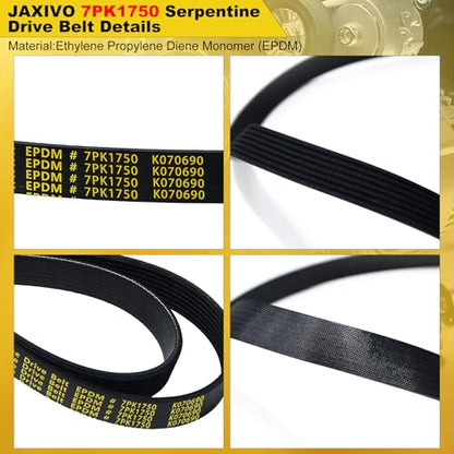 7PK1750 Serpentine Belt V-Ribbed Drive Belt Compatible with 2007-2009 Honda CR-V L4 2.4L,2004-2008 Acura TSX L4 2.4L-Gas Only 68.9 inch Length Replace K070690,117205X00A,1070690 - size: 7PK1750-1750mm