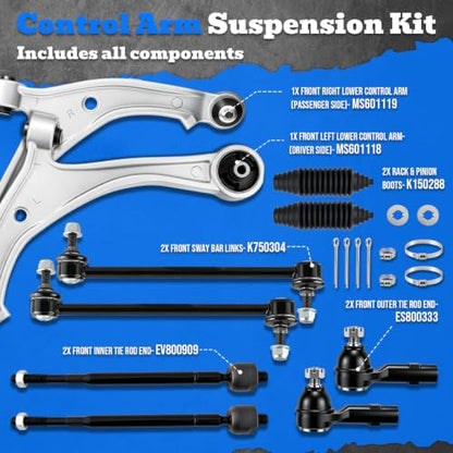 AUTOKAY Front Lower Control Arm Kit for Honda Odyssey 2011-2017 3.5L V6 - size: 20.08''×19.69''×6.3''