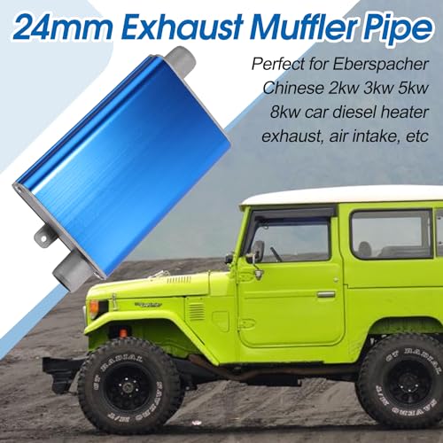 24mm Exhaust Muffler Pipe Upgraded for Chinese for Eberspacher Diesel Heaters Air Compressor with 2 clamps and screws, Blue - color: Blue