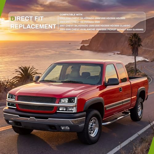 AUTOSAVER88 LED DRL Projector Headlights Compatible with 03-06 Silverado - color: LED Projector - Black/Clear/Clear