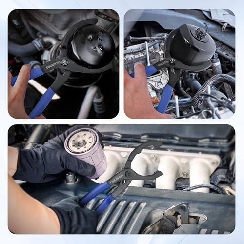 WORKPRO 12-Inch Adjustable Oil Filter Pliers Wrench and Flexible Funnel Set