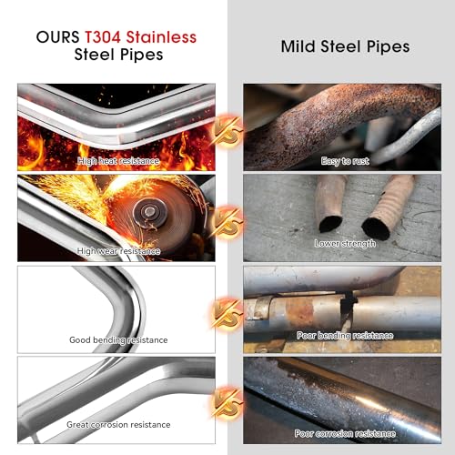 Richeer 2.5" O.D. T304 Stainless Steel Exhaust Pipe 45 Degree Elbow (2PCS) - size: 2.5 inch