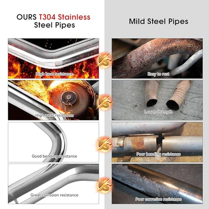 Richeer 2.5" O.D. T304 Stainless Steel Exhaust Pipe 45 Degree Elbow (2PCS) - size: 2.5 inch