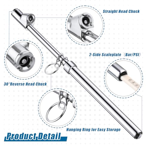 Tallew 20 Pack Dual Head Tire Pressure Gauge Heavy Duty Air Pressure Tire Gauge for Auto Truck Car RV Van Gage Range 10-150PSI, 1-10Bar (Silver) - color: Silver