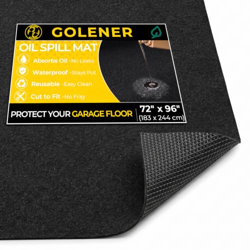 Golener Oil Spill Mat - Garage Floor Mat, Absorbent Oil Pad, Premium Rubber Mat, Waterproof, Contain Liquid, Protect Garage Surface from Spill & Stain, Reusable, Washable, Durable, Black, 72” x 96” - size: 6' x 8' (Rectangular)