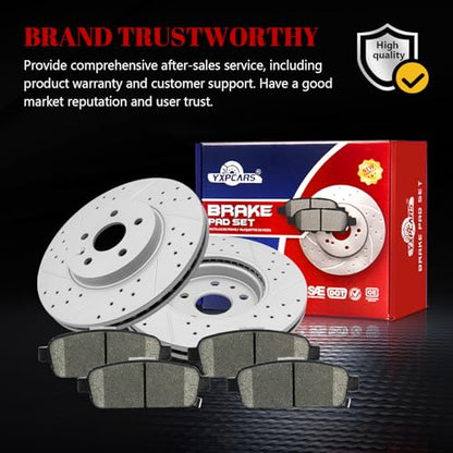 Front & Rear Drilled Slotted Rotors and Ceramic Disc Brake Pads Kit for Buick Encore 2013-2017, for Chevy Trax 2013 2014 2015 2016 2017