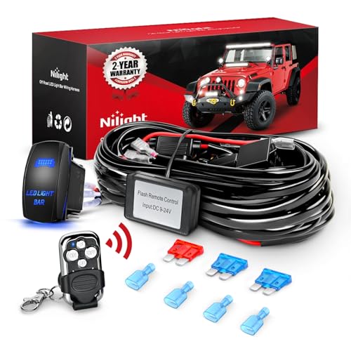 Nilight 16AWG Remote Wiring Harness Wireless Strobe 5Pin Switch 2Leads - color: 16AWG-2 Lead Remote +Flash+ 5PIN Switch
