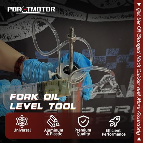 Motorcycle Fork Service Tool Kit, 3PCS Fork Maintenance Tool Set Fork Oil Level Tool, Fork Spring Compressor, and Damper Rod Bleed Tool