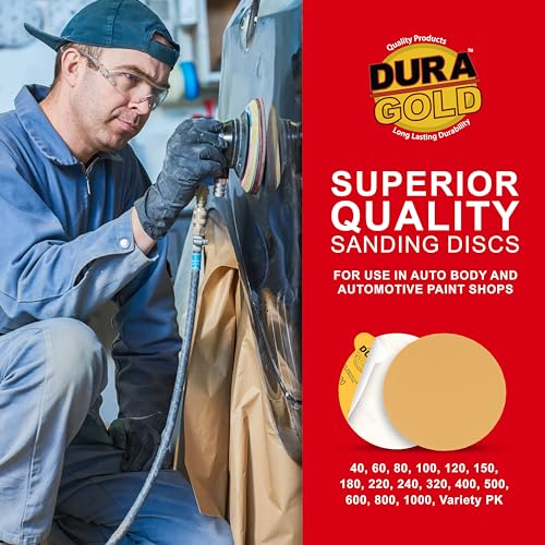 Dura-Gold Premium 6" Gold PSA Sanding Discs - 320 Grit, Box of 50 - Self - size: 320-Grit