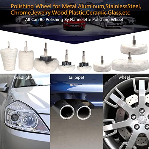 8 pcs Buffing Wheel for Drill,Buffing Pad Polishing Wheel Kits,Wheel Shaped Polishing Tool for Metal Aluminum,Stainless Steel,Chrome,Jewelry,Wood,Plastic,Ceramic,Glass,etc