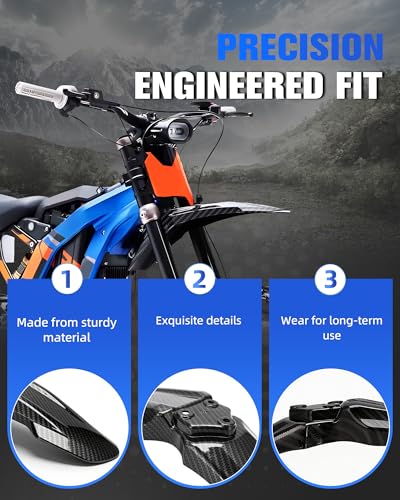 Front Fender for Surron Sur Ron LBX,Carbon Fiber Texture Electric Dirt Bike Mudguard Compatible Fit for EKX X21 X20 Segway X260 X160 PP Material Not Fits RST Fork - color: carbon fiber