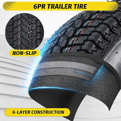 GarveeTech 2PCS ST175/80D13 175 80 13 Trailer Tire 5 Lug, Center Bore 3.2 Inch, 6 PLY, 2 Pack ST175 80D13 Tires, Muti Function Lawn Mower & Tractor Turf Tire (ST175/80d13) - size: ST175/80d13, style: 5 lug