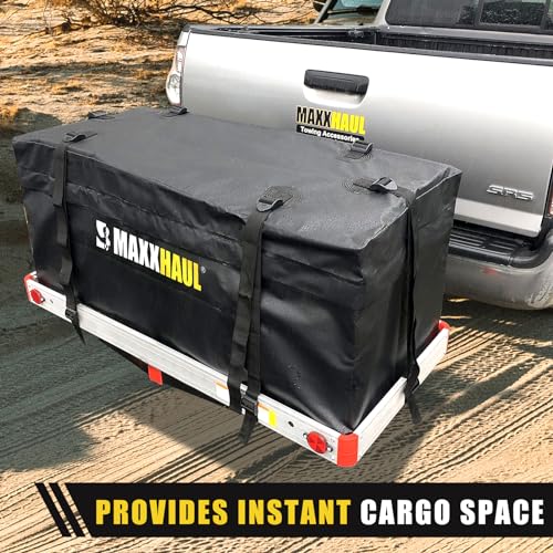 MaxxHaul Soft Shell Cargo Carrier Bag for Hitch Mount Cargo Rack, Heavy Duty Water Resistant, 47 x 20 x 20 Inch, Black with Tie Down Straps (70209) - style: Cargo Carrier Bag