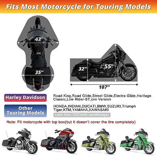 XYZCTEM Motorcycle Cover for Touring Models Outdoor All Weather Protection - size: Side Box
