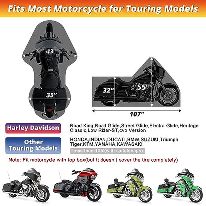 XYZCTEM Motorcycle Cover for Touring Models Outdoor All Weather Protection - size: Side Box