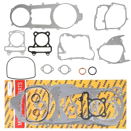 Mokuo GY6 200cc 170CC Complete Long Case Engine Gasket Kit Compatible with Chinese GY6 4-Stroke 152QMI 157QMJ Engine Scooter Moped ATV Go Kart,61mm Cylinder Gasket