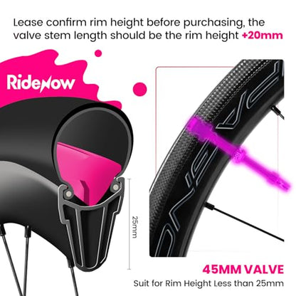 RideNow 45 mm Tubeless Presta Valve Stems, 7075 Aluminum, Purple, Pair - color: Purple, size: 45mm