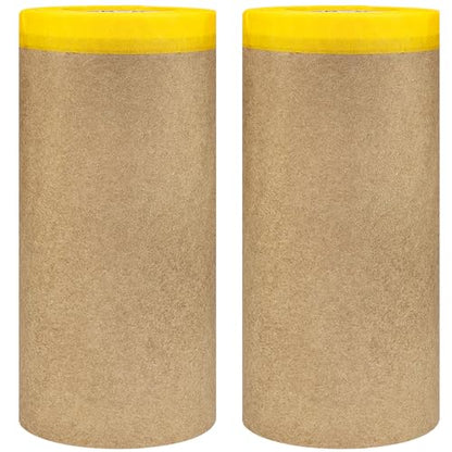12" x50ft 2Pcs Orange Pre-Taped Masking Paper with Adhesive Tape - color: Orange