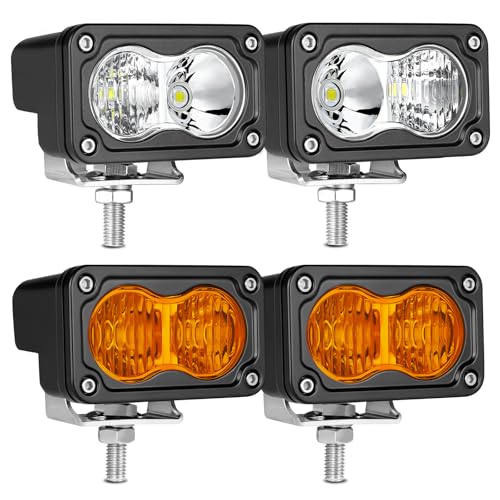 LED Pods Amber 3 Inch Off Road Driving Fog Pod Light Bar - color: White Amber