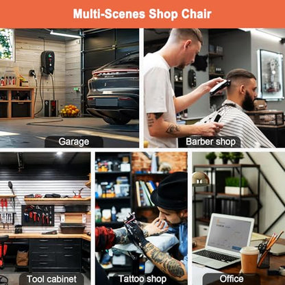 Garage Mechanic Stool Chair, Rolling Workshop Stool with Tool Tray Storage, Height Adjustable Heavy Duty Swivel Task Chair, Mechanic Chair for Garage, Shop, Auto Repair (Style 2)