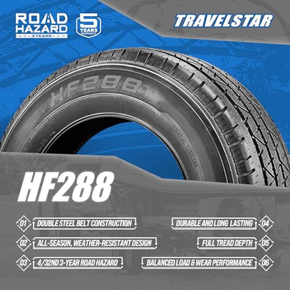 2 Pack Travelstar HF288 ST205/75R14 105/101M 8 Ply Rated Deep Tread Special Trailer Tires (Tire Only)+ 3-Year Road Hazard Warranty - size: ST205/75R14 8PLY