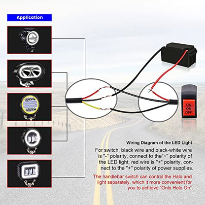 2Pcs Motorcycle Handlebar Switch 7/8" 12V ATV Handlebar for Motorbike Light Bike Light Spotlight 3 Position Control