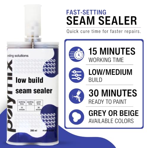 Polymix Low Medium Build Seam Bonding Adhesive 200ml Cartridge & Two Application Mixing Nozzles (Gray) - color: Gray
