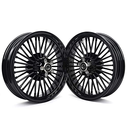 TOFR 16x3.5 16x3.5 Fat Spoke Black Wheels For Harley Touring Baggers 84-08 - color: Gloss Black, size: Front:16x3.5 Rear:16x3.5