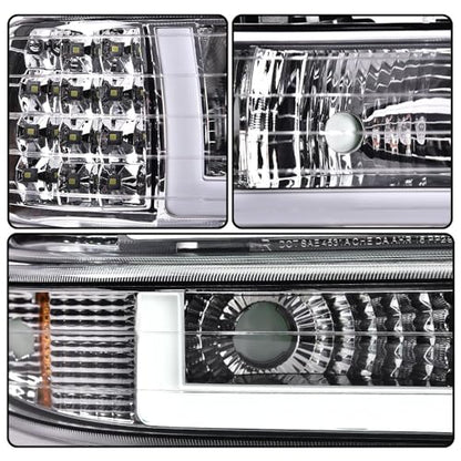 G-PLUS LED DRL Headlights Assembly Fit 1999-2002 Chevy Silverado - size: [LED Chrome] 1999-2002 Silverado
