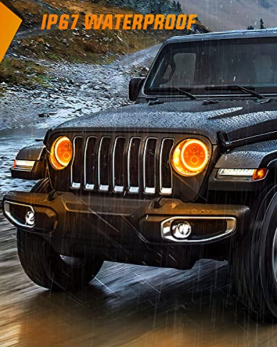 Nilight 2PCS 7 Inch LED Halo Headlights w/Turn Signal Amber White DRL - color: JK Headlight White Amber 2Pcs