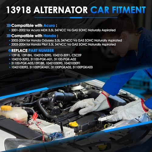 Car Alternator 13918 130A Fit for Honda Pilot Odyssey - size: #13918N, 13918 Alternator