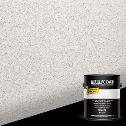 Tuff Coat Medium Texture Rubberized Non-Skid Deck Coating – Textured Non-Slip Safety Surface for Pool Decks, Docks, Boat Ramps, Patios, Walkways & High-Traffic Areas (UT-219 White 1-gallon) - color: White, size: 128 Fl Oz (Pack of 1)