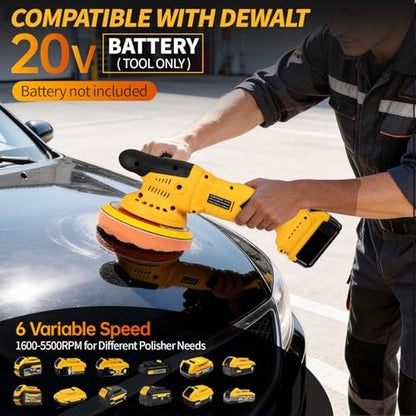 Polisher for Car Detailing to 5500Rpm (Yellow, Upgraded Version) - color: Yellow, Upgraded Version
