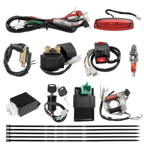 PRO BAT 125cc ATV Wiring Harness with 3 Pin Brake Light - color: Orange Spark Plug, size: Half-wave Rectifier