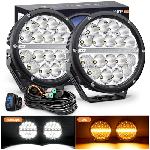 Nilight 7" Round LED Offroad Driving Light with Amber DRL 90W IP68 - color: 2Pcs 90w 7Inch amber DRL Light Kit
