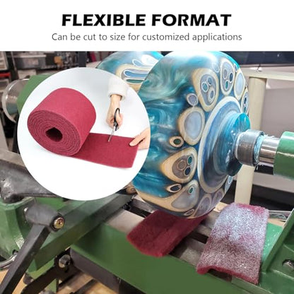Maroon Scuff Pad Roll 6" x 15 ft - General Purpose Surface Prep for Auto Body, Woodworking & Paint - color: Maroon, style: 6 Inches*15 Feet