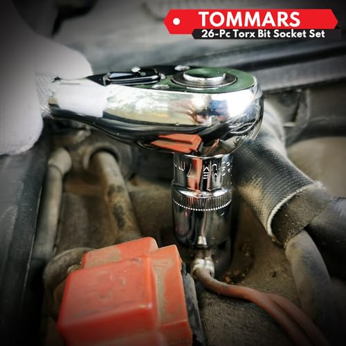 TOMMARS 26-PC Torx Socket Set, Torx Star Tamper Proof Security Bit - style: Torx and Torx Tamper Proof Bit Socket