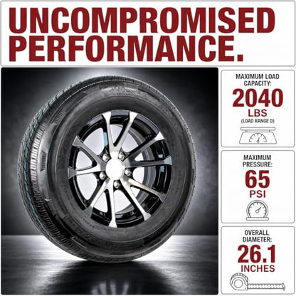 eCustomrim Radial Trailer Tire Rim Assembly ST205/75R14 14 Inch Aluminum
