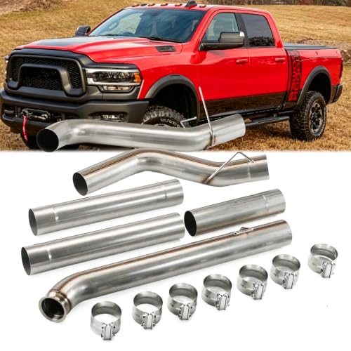 1 Set Stainless Steel Exhaust Pipes for 2019-2025 Dodge Ram 2500 3500 6.7L 5" Cummins Diesel - size: for 2019-2025 Ram 2500 3500