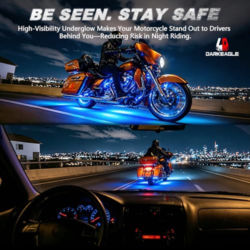 20PCS Motorcycle RGB LED Light Kit with Brake Turn Signal Dual Zone, Underglow Lights with APP/RF Remote, Neon Accent Waterproof 12V for Touring, Large Cruiser & Custom Show Motorcycle - size: 20PCS