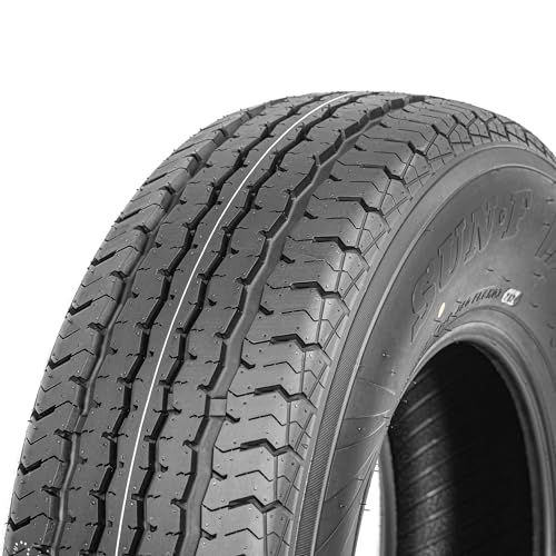 SunF HaulPro Set of 4 Radial Trailer Tires ST205/75R14, Load Range D w/Scuff Guard, 8 Ply - size: 205/75R14