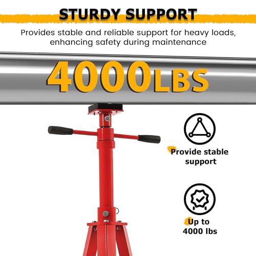 KUAFU Adjustable Under Hoist Tripod Stand 2 Ton High Lift Jack Stand Reach - size: Red