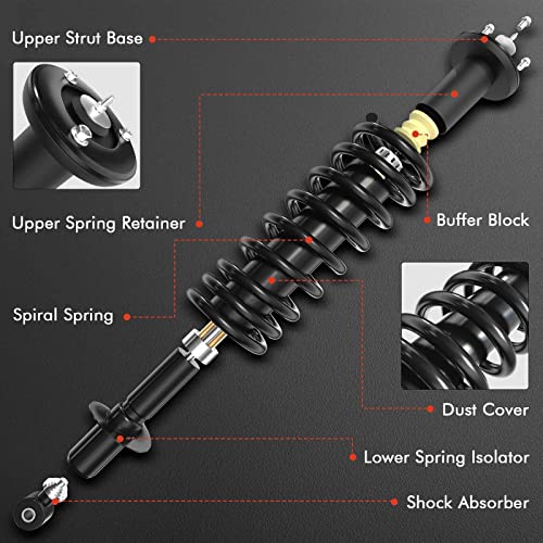A-Premium Rear Complete Strut Assemblies with Coil Springs, Set of 2