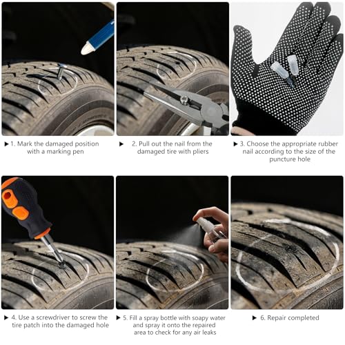 70pcs Tire Repair Rubber Nail Kit Emergency Vacuum Tire Screw Plugs