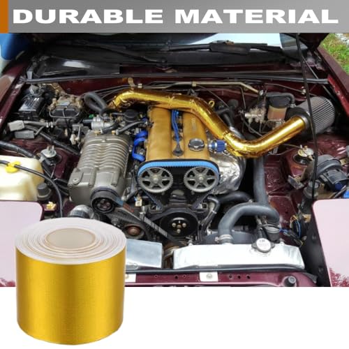 2 Rolls High-Temp Heat Shield Tape Reflective Adhesive Backed Roll Thermal Barrier Foil Tape Self-Adhesive Heat Resistant Tape Cool Tapes for Hose and Auto (Gold, 2 Inch x 16 ft) - color: Gold, size: 2 Inch x 16 ft
