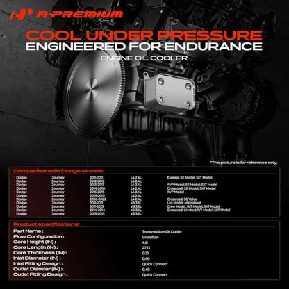 A-Premium Transmission Oil Cooler Compatible with Dodge